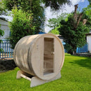 Aleko Outdoor Pine Barrel Sauna with Bitumen Shingle Roofing - 4 Person - 4.5 kW ETL Certified Heater SBPI4TAWE-AP