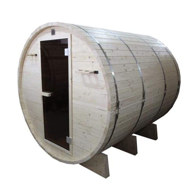 Aleko Outdoor or Indoor White Pine Wet Dry Barrel Sauna 6 kW ETL Certified Heater 6 Person SB6PINE-AP