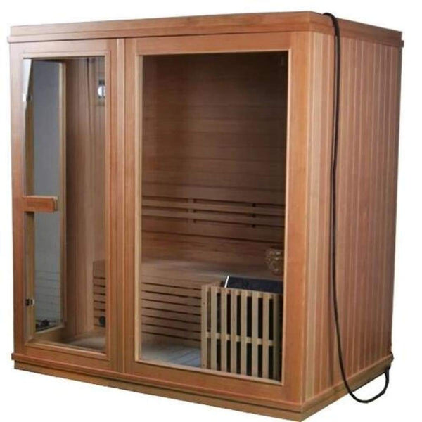 Aleko Canadian Hemlock Indoor Wet Dry Sauna 4.5 kW ETL Certified Heater 4 Person STI4TURKU-AP