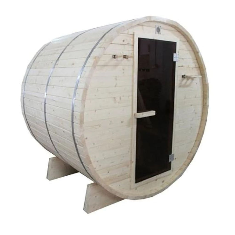 Aleko Outdoor and Indoor White Pine Barrel Sauna 4 Person 4.5 kW ETL Certified Heater SB4PINE-AP