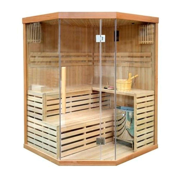 Aleko CED3CMUR 4 Person Canadian Red Cedar Wood Indoor Wet Dry Sauna with 4.5 kW ETL Electrical Heater CED3CMUR-AP
