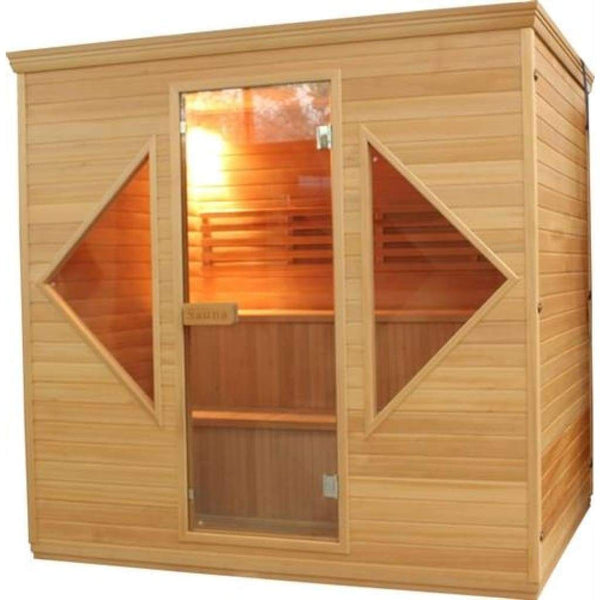 Aleko CED6HELSINKI 4-5 Person Canadian Red Cedar Wood Indoor Wet Dry Sauna with 4.5 kW ETL Electrical Heater CED6HELSINKI-AP