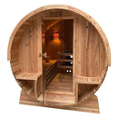 Outdoor Rustic Cedar Barrel Steam Sauna - Front Porch Canopy - ETL Certified SB6CED-AP