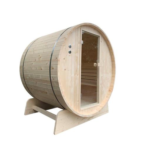 Aleko Outdoor Pine Barrel Sauna with Bitumen Shingle Roofing - 8 Person - 9 kW ETL Certified Heater SBPI8LARK-AP