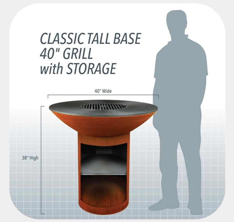 Arteflame Classic 40" Grill - Tall Round Base With Storage AFCLHRBST