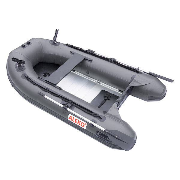 ALEKO Pro Fishing Inflatable Boat with Aluminum Floor - Front Board Holders - 8.4 ft - Gray - BTF250G-AP