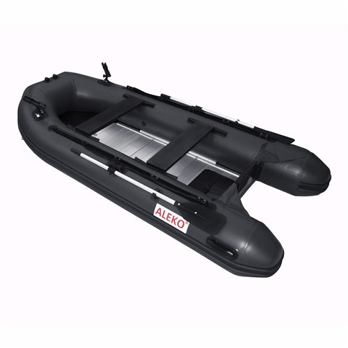 ALEKO Pro Fishing Inflatable Boat with Aluminum Floor - Front Board Holders - 10.5 ft - Black - BTF320BK-AP