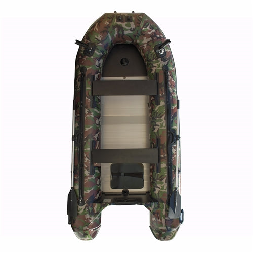 ALEKO Pro Fishing Inflatable Boat with Aluminum Floor - Front Board Holders - 10.5 ft - Camouflage Style - BTF320CM-AP