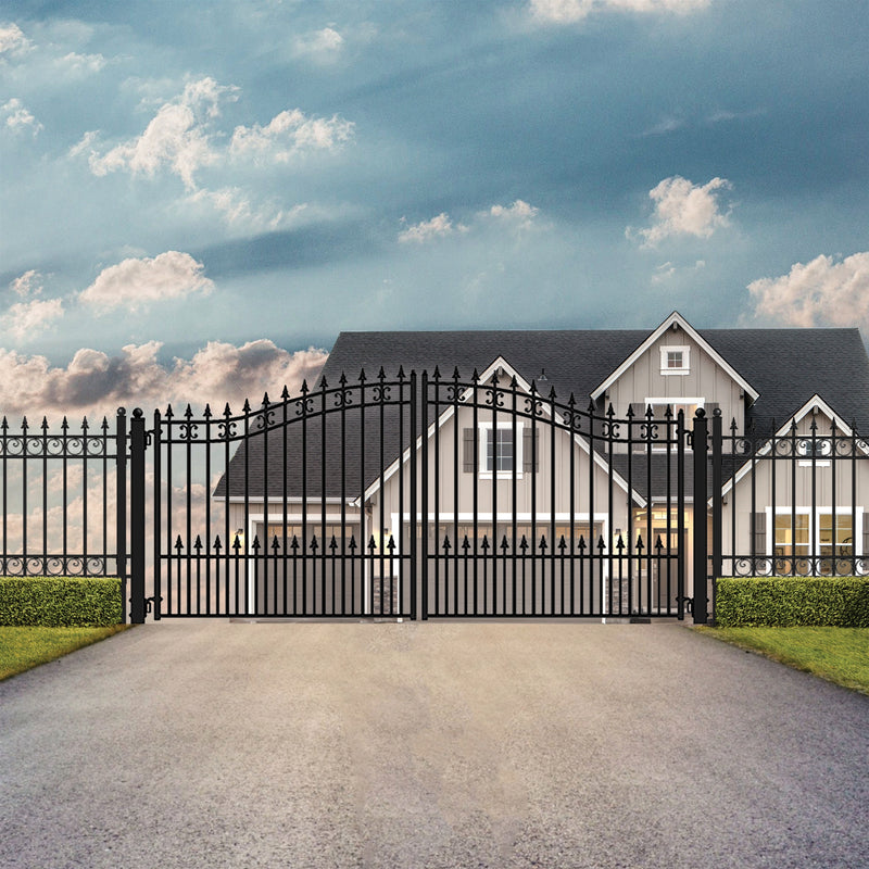 Aleko Steel Dual Swing Driveway Gate - ST.PETERSBURG Style - 12 x 6 Feet DG12STPD-AP