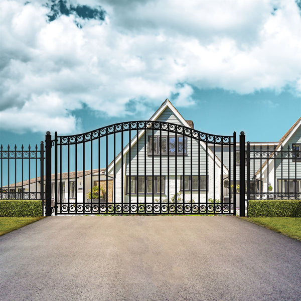 Aleko Steel Single Swing Driveway Gate - DUBLIN Style - 14 x 6 Feet DG14DUBSSW-AP
