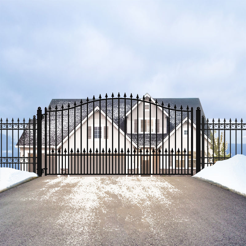 Aleko Steel Single Swing Driveway Gate - MUNICH Style - 14 x 6 Feet DG14MUNSSW-AP
