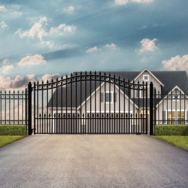 Aleko Steel Single Swing Driveway Gate - PRAGUE Style - 14 x 6 Feet DG14PRASSW-AP