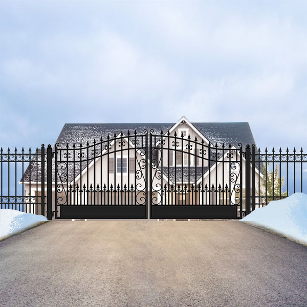 Aleko Steel Dual Swing Driveway Gate - VENICE Style - 14 x 6 Feet DG14VEND-AP