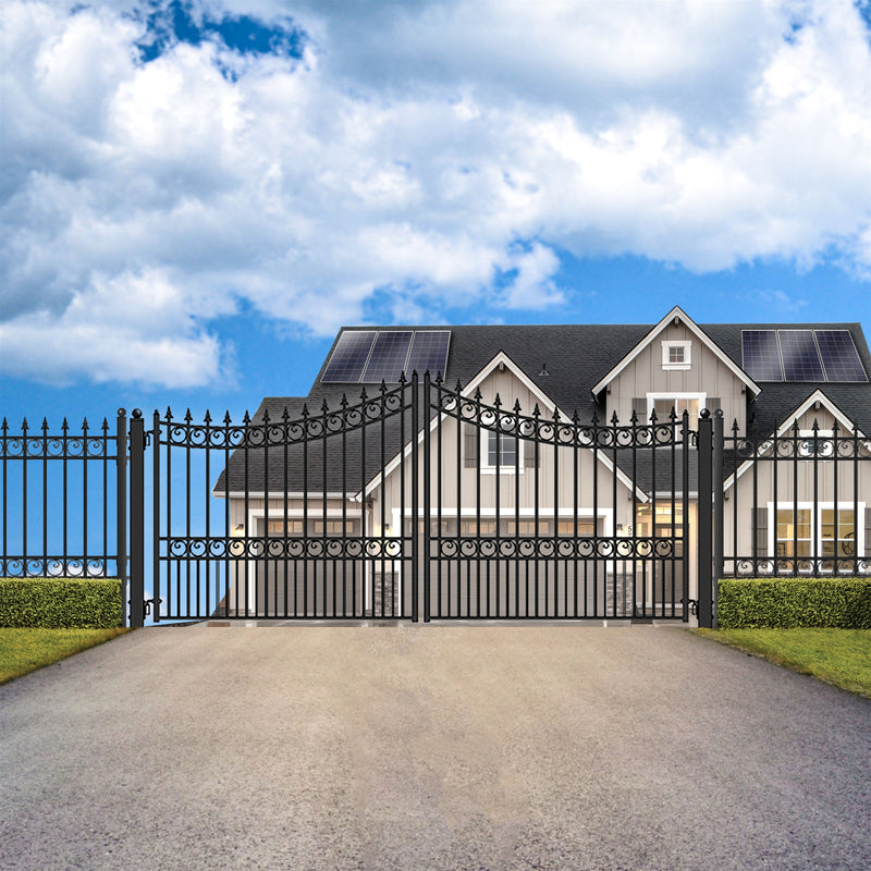 Aleko Steel Dual Swing Driveway Gate - MOSCOW Style - 16 x 6 Feet DG16MOSD-AP