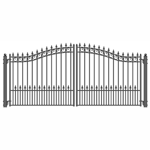 Aleko Steel Dual Swing Driveway Gate - PRAGUE Style - 16 x 6 Feet DG16PRAD-AP