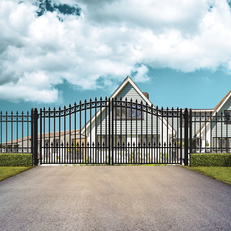 Aleko Steel Dual Swing Driveway Gate - PRAGUE Style - 18 x 6 Feet DG18PRAD-AP