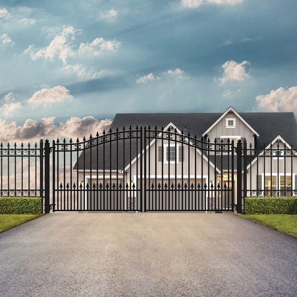 Aleko Steel Dual Swing Driveway Gate - ST.PETERSBURG Style - 18 x 6 Feet DG18STPD-AP