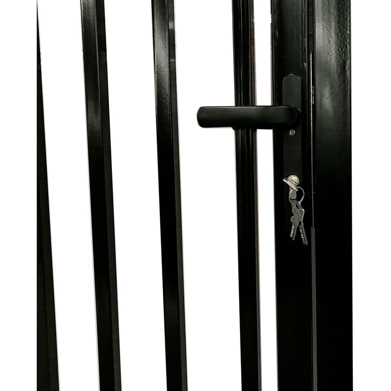 Aleko Steel Dual Swing Driveway Gate with Built-In Pedestrian Door - VIENNA Style - 12 x 7 Feet DGP12VIENNA-AP