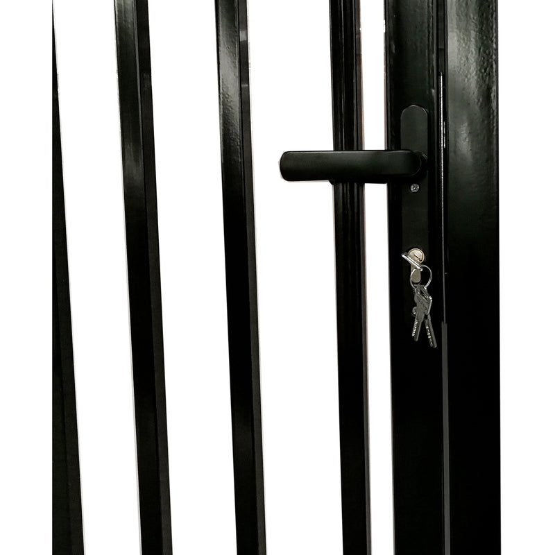 Aleko Steel Dual Swing Driveway Gate with Built-In Pedestrian Door - VIENNA Style - 16 x 7 Feet DGP16VIENNA-AP