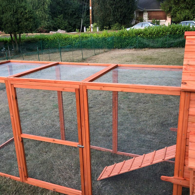Aleko Multi Level Wooden Chicken Coop or Rabbit Hutch - 143.7 x 68.5 x 66.5 Inches - Red DXH1000RD-AP