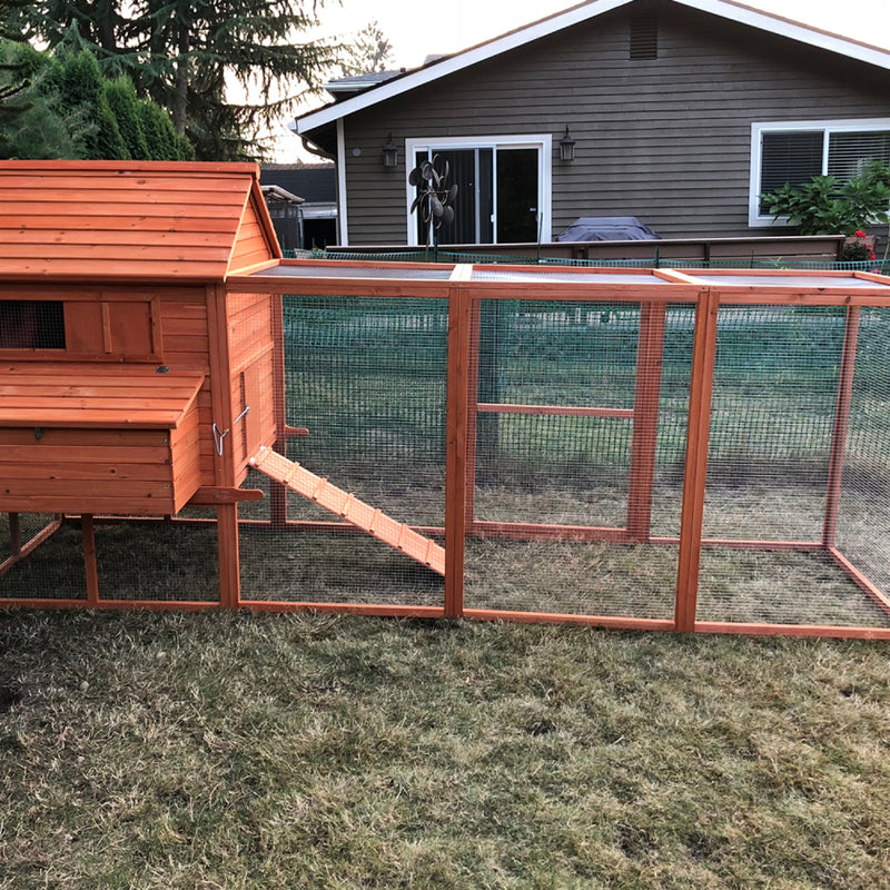Aleko Multi Level Wooden Chicken Coop or Rabbit Hutch - 143.7 x 68.5 x 66.5 Inches - Red DXH1000RD-AP