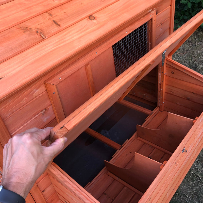 Aleko Multi Level Wooden Chicken Coop or Rabbit Hutch - 143.7 x 68.5 x 66.5 Inches - Red DXH1000RD-AP