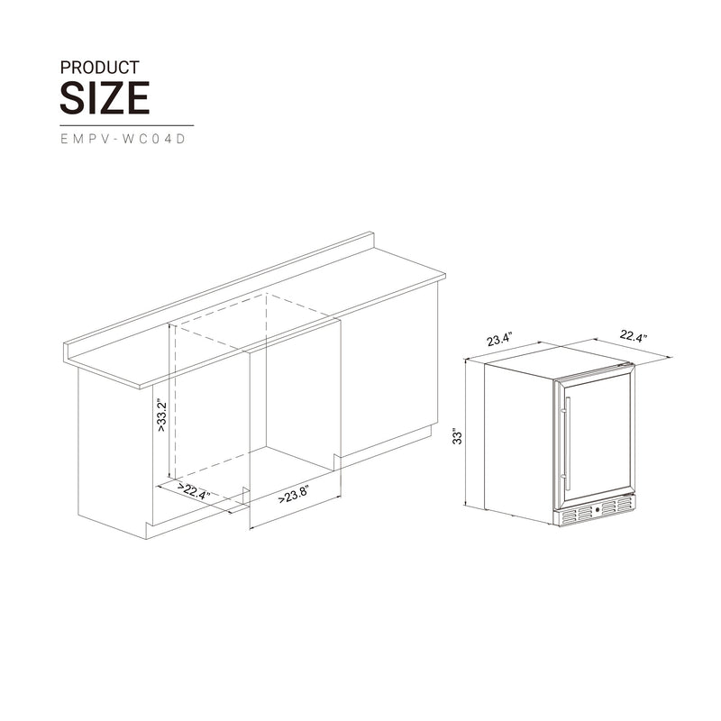 Empava 24" Fridge Dual Zone Wine & Beverage Cooler WC04D