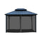 Aleko Double Roof Aluminum and Steel Frame Hardtop Gazebo with Mosquito Net - 12 x 10 Feet - Black GAZM10X12-AP