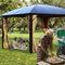 Aleko Hardtop Gazebo with Removable Mesh Walls and Curtains - 12 x 12 Feet - Brown GZBHR02-AP
