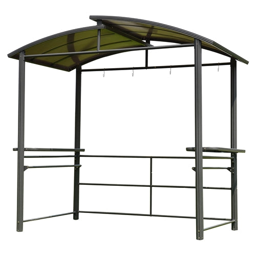 Aleko Aluminum Frame Hardtop BBQ Gazebo with Serving Tables - 8 x 5 x 8 Feet - Brown GZBHTG01-AP