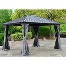 Aleko Aluminum and Steel Frame Hardtop Gazebo with Mosquito Net and Curtain - 12 x 10 Feet - Black GZMC10X12-AP