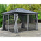 Aleko Aluminum and Steel Frame Hardtop Gazebo with Mosquito Net and Curtain - 12 x 10 Feet - Black GZMC10X12-AP