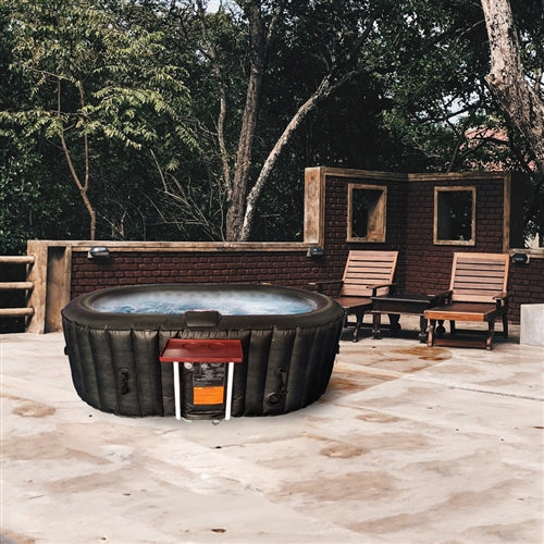 Aleko Oval Inflatable Jetted Hot Tub with Drink Tray and Cover - 2 Person - 145 Gallon - Black HTIO2BKBK-AP