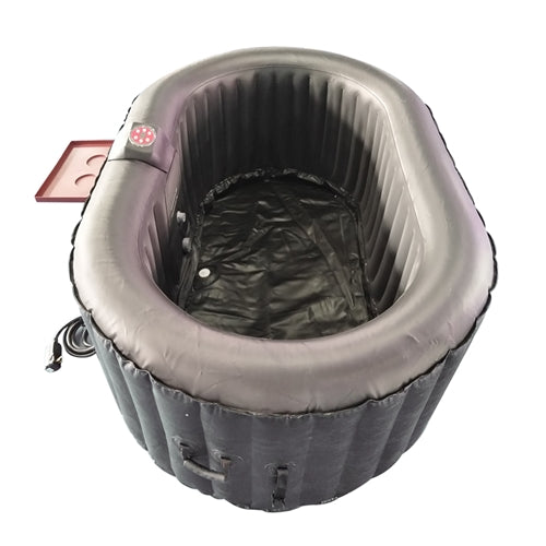 Aleko Oval Inflatable Jetted Hot Tub with Drink Tray and Cover - 2 Person - 145 Gallon - Black HTIO2BKBK-AP