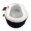 Aleko Oval Inflatable Jetted Hot Tub with Drink Tray and Cover - 2 Person - 145 Gallon - Black and White HTIO2BKW-AP