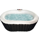 Aleko Oval Inflatable Jetted Hot Tub with Drink Tray and Cover - 2 Person - 145 Gallon - Black and White HTIO2BKW-AP