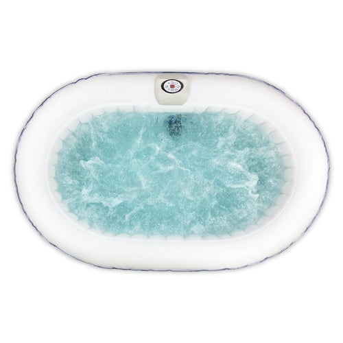 Aleko Oval Inflatable Jetted Hot Tub with Drink Tray and Cover - 2 Person - 145 Gallon - Black and White HTIO2BKW-AP