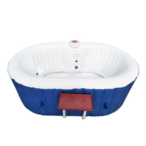 Aleko Oval Inflatable Jetted Hot Tub with Drink Tray and Cover - 2 Person - 145 Gallon - Dark Blue HTIO2BLD-AP