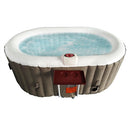 Aleko Oval Inflatable Jetted Hot Tub with Drink Tray and Cover - 2 Person - 145 Gallon - Brown and White HTIO2BRWH-AP