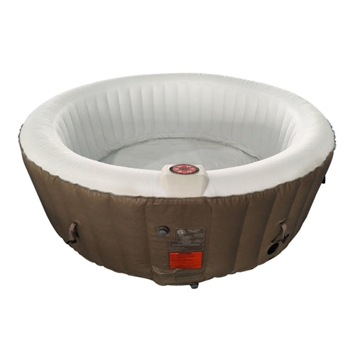Aleko Round Inflatable Jetted Hot Tub with Cover - 4 Person - 210 Gallon - Brown and White HTIR4BRW-AP