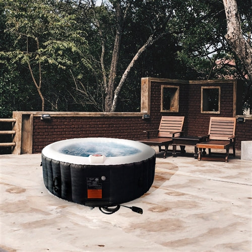 Aleko Round Inflatable Jetted Hot Tub with Cover - 6 Person - 265 Gallon - Black and White HTIR6BKW-AP