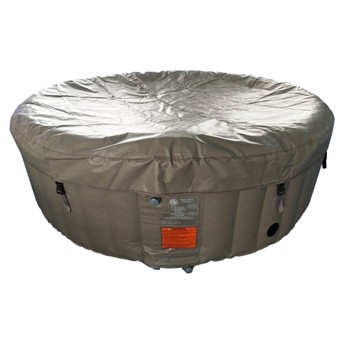 Aleko Round Inflatable Jetted Hot Tub with Cover - 6 Person - 265 Gallon - Brown and White HTIR6BRW-AP