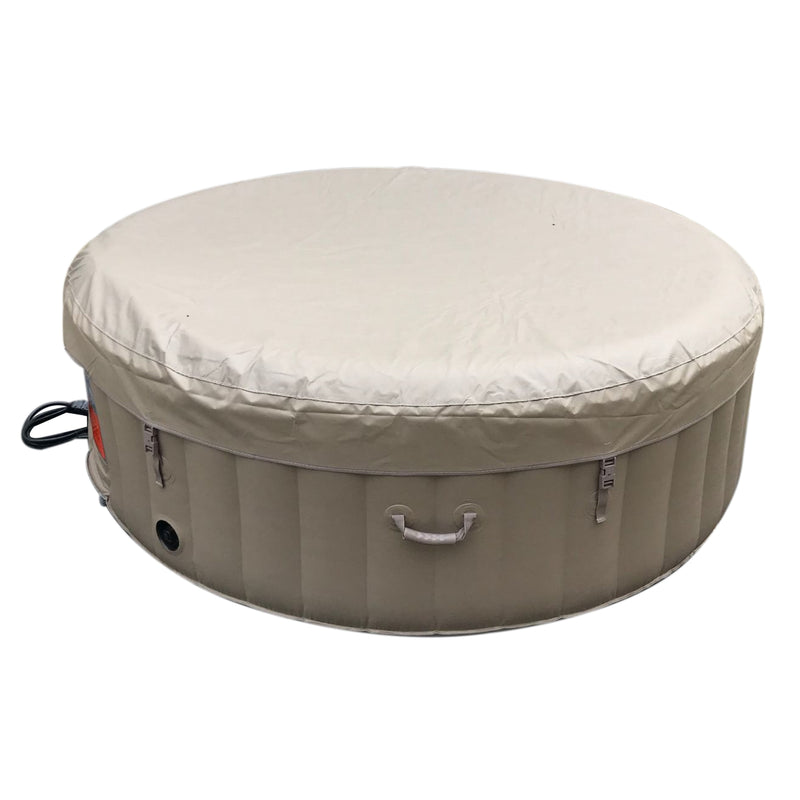 Aleko Round Inflatable Jetted Hot Tub with Cover - 6 Person - 265 Gallon - Brown HTIR6GYBR-AP