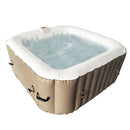 Aleko Square Inflatable Jetted Hot Tub with Cover - 4 Person - 160 Gallon - Brown HTISQ4BR-AP