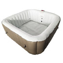 Aleko Square Inflatable Jetted Hot Tub with Cover - 6 Person - 250 Gallon - Brown and White HTISQ6BRWH-AP