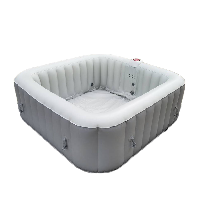 Aleko Square Inflatable Jetted Hot Tub with Cover - 6 Person - 265 Gallon - Gray HTISQ6GY-AP