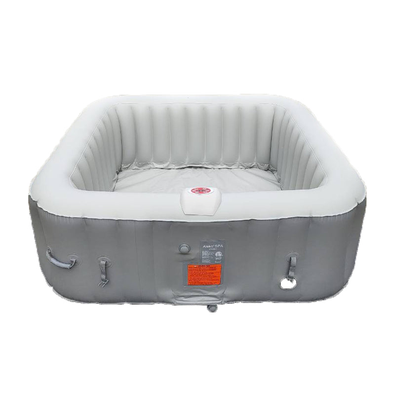 Aleko Square Inflatable Jetted Hot Tub with Cover - 6 Person - 265 Gallon - Gray HTISQ6GY-AP