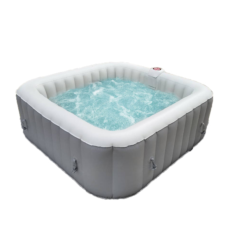 Aleko Square Inflatable Jetted Hot Tub with Cover - 6 Person - 265 Gallon - Gray HTISQ6GY-AP