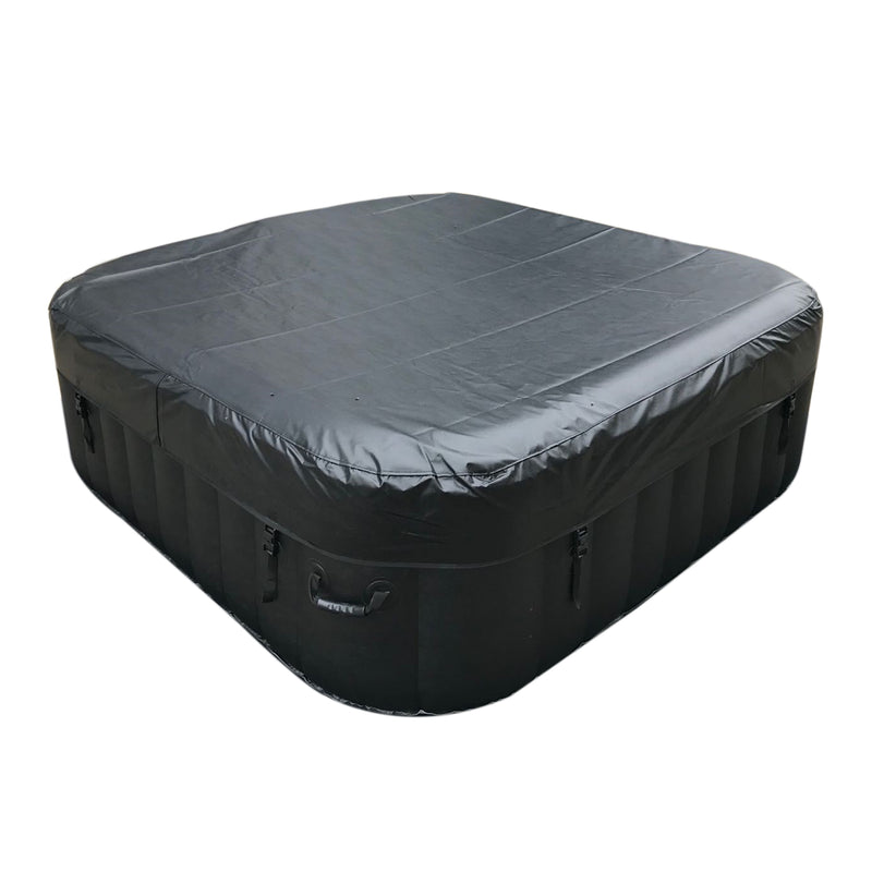 Aleko Square Inflatable Jetted Hot Tub with Cover - 6 Person - 265 Gallon - Black HTISQ6GYBK-AP