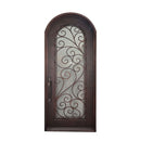 Aleko Iron Round Top Twisted Vines Single Door with Frame and Threshold - 96 x 40 x 6 Inches - Aged Bronze IDR4096BZ09-AP